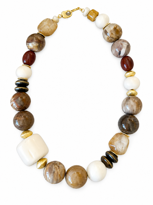 Fossil Bead Mix Necklace