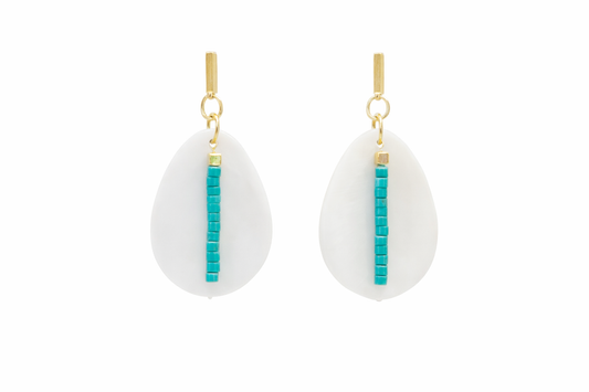 Mother of Pearl Shell & Turquoise Earrings