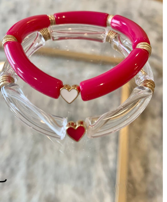 Clear Thin Lucite Heart bracelet