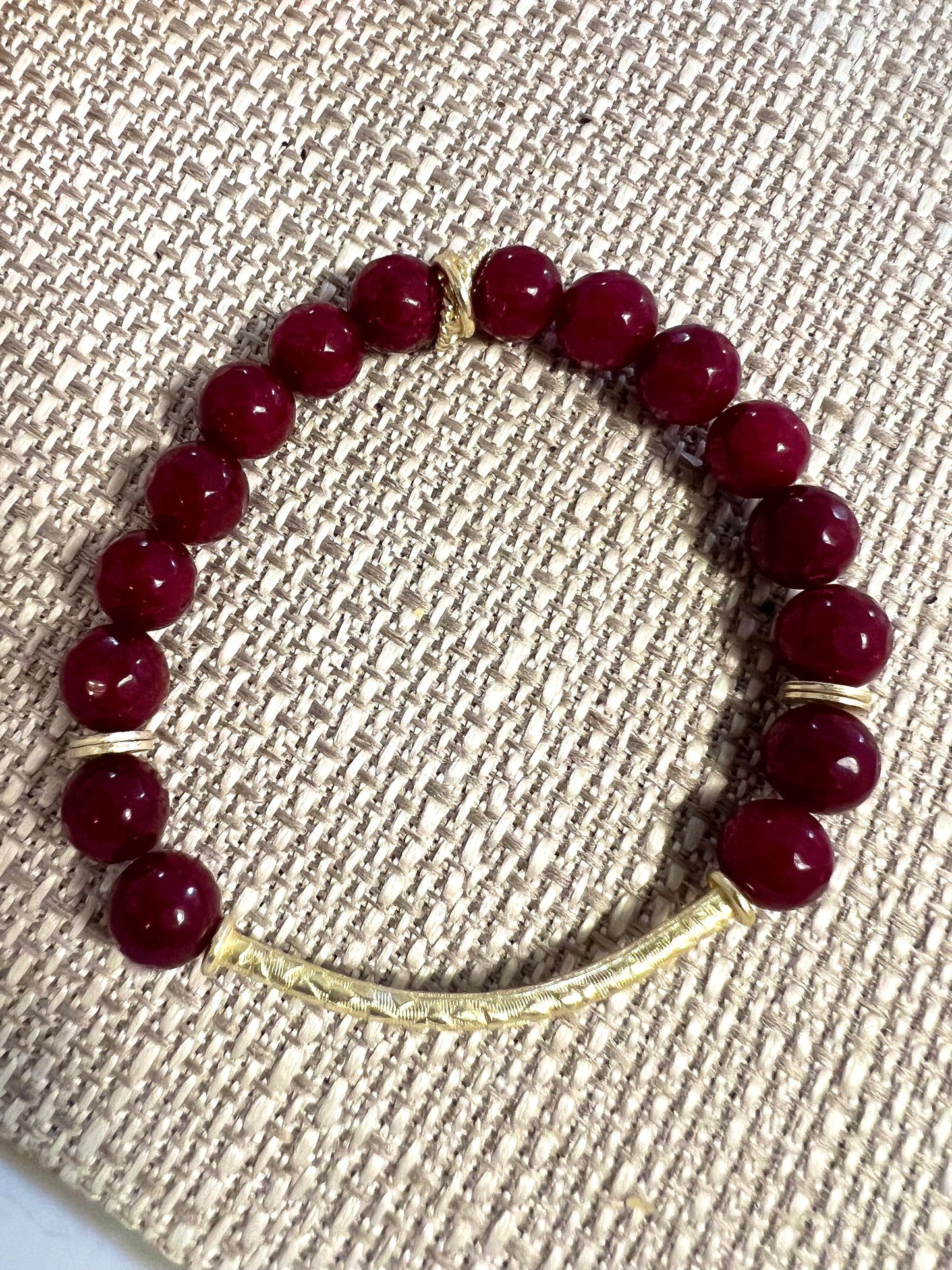 Bead Hammered Bar Bracelet