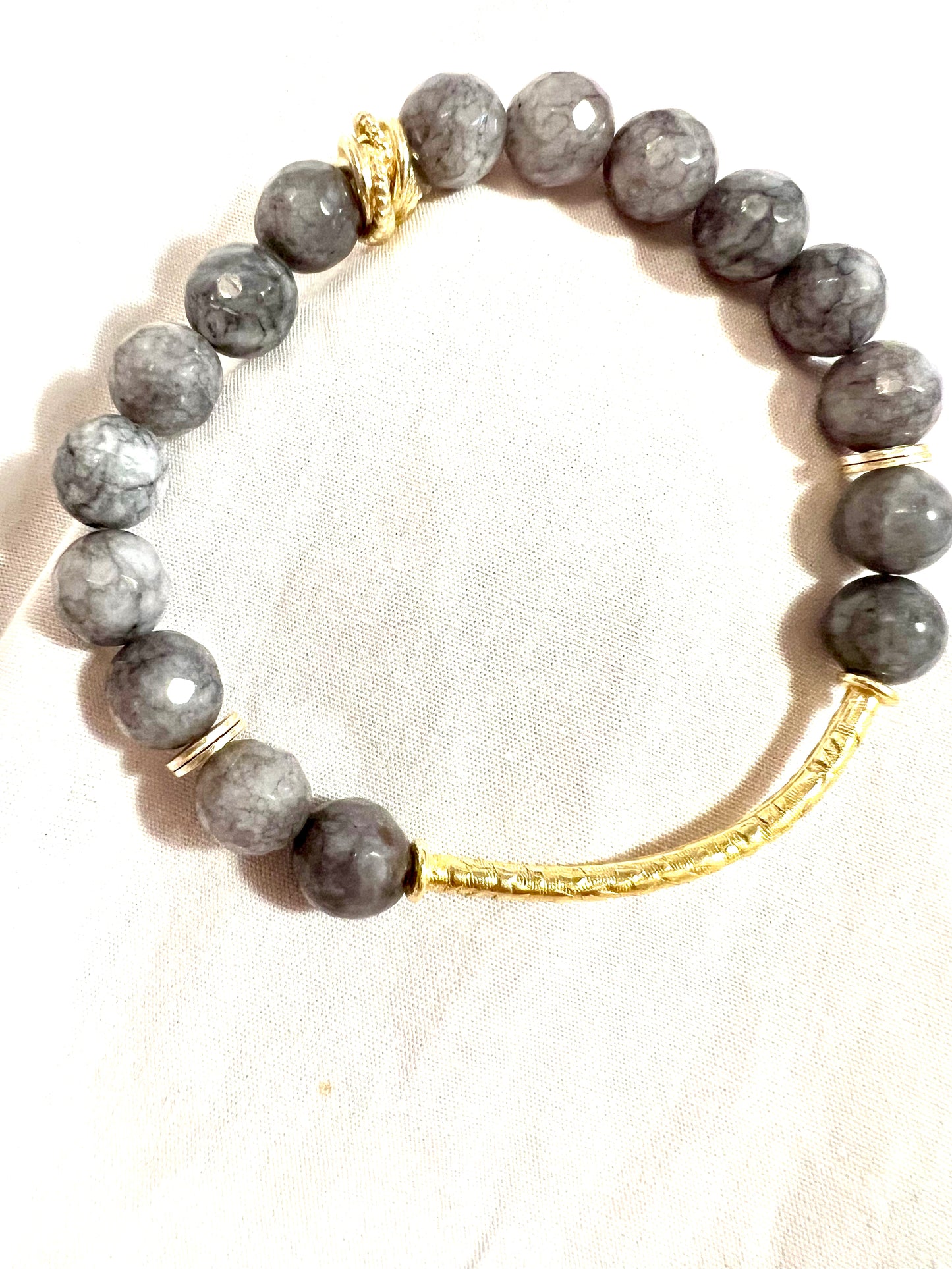 Bead Hammered Bar Bracelet