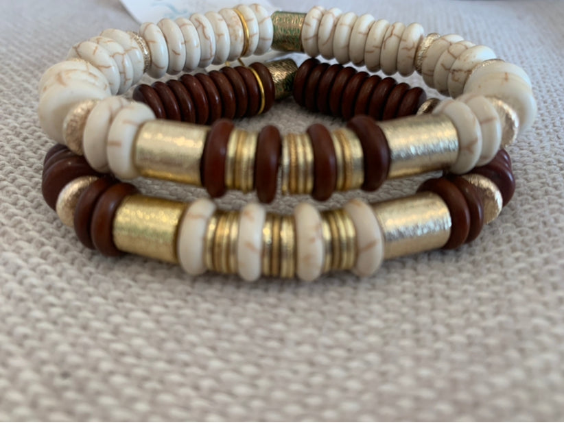 Magnesite Gold Barrel Bracelet