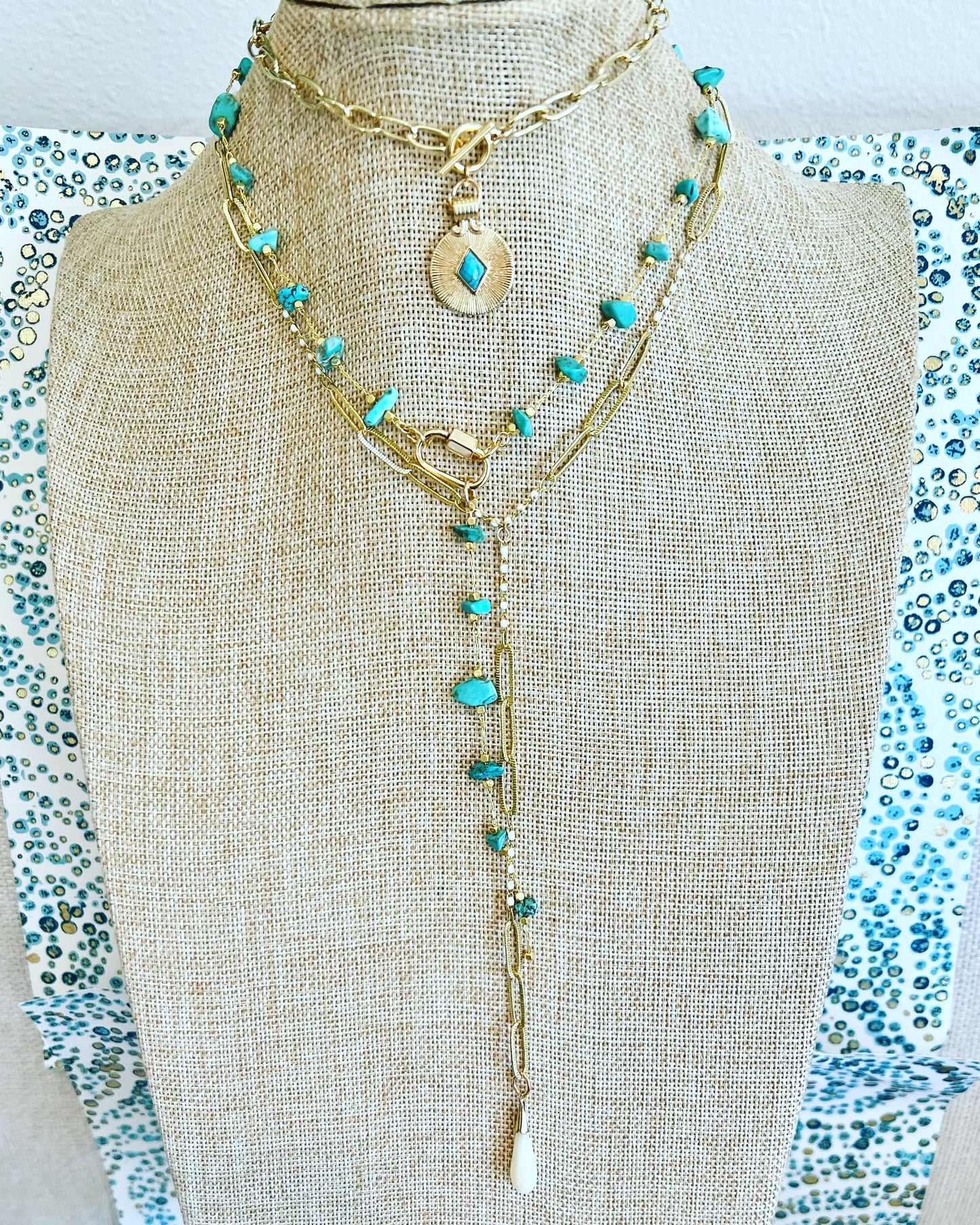 Turquoise Bead Chain Y Necklace