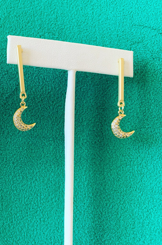 Pave Moon Earrings