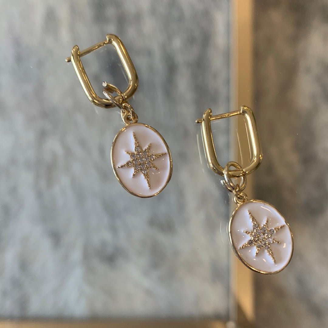 White Enamel Burst earrings