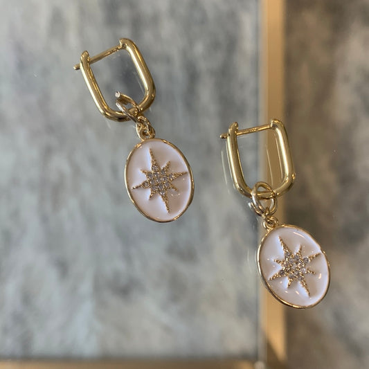 White Enamel Burst earrings