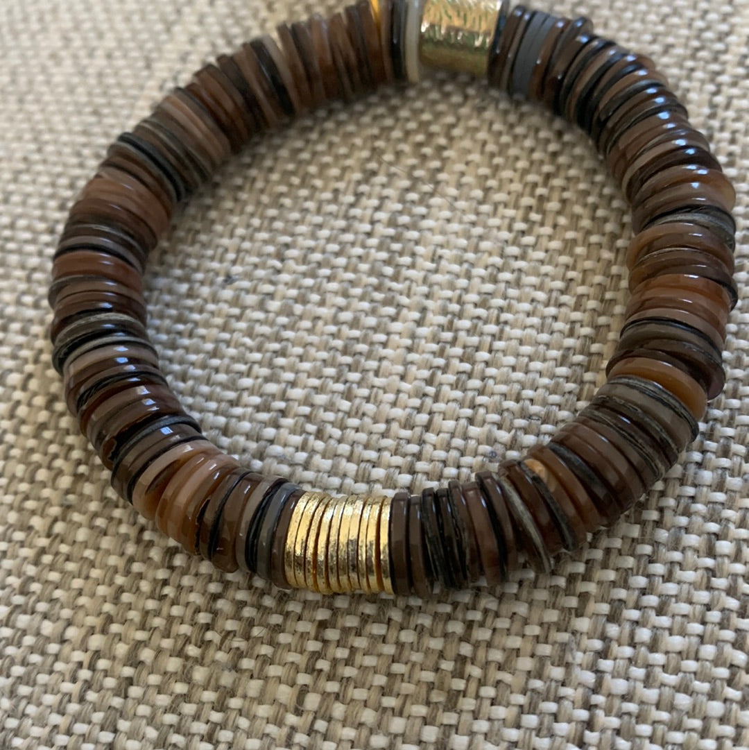 Shell Disk Bead Bracelet