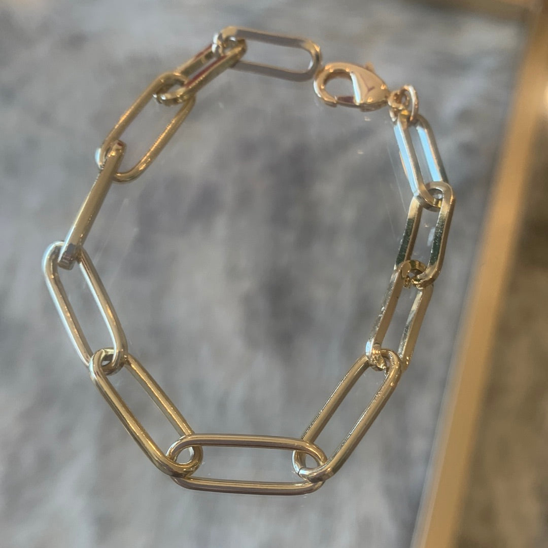 Large Gold Paperclip Bracelet