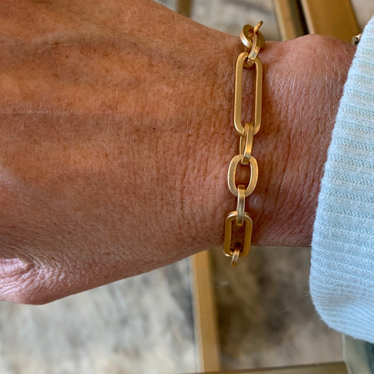 Matte Gold Paperclip Chain Bracelet